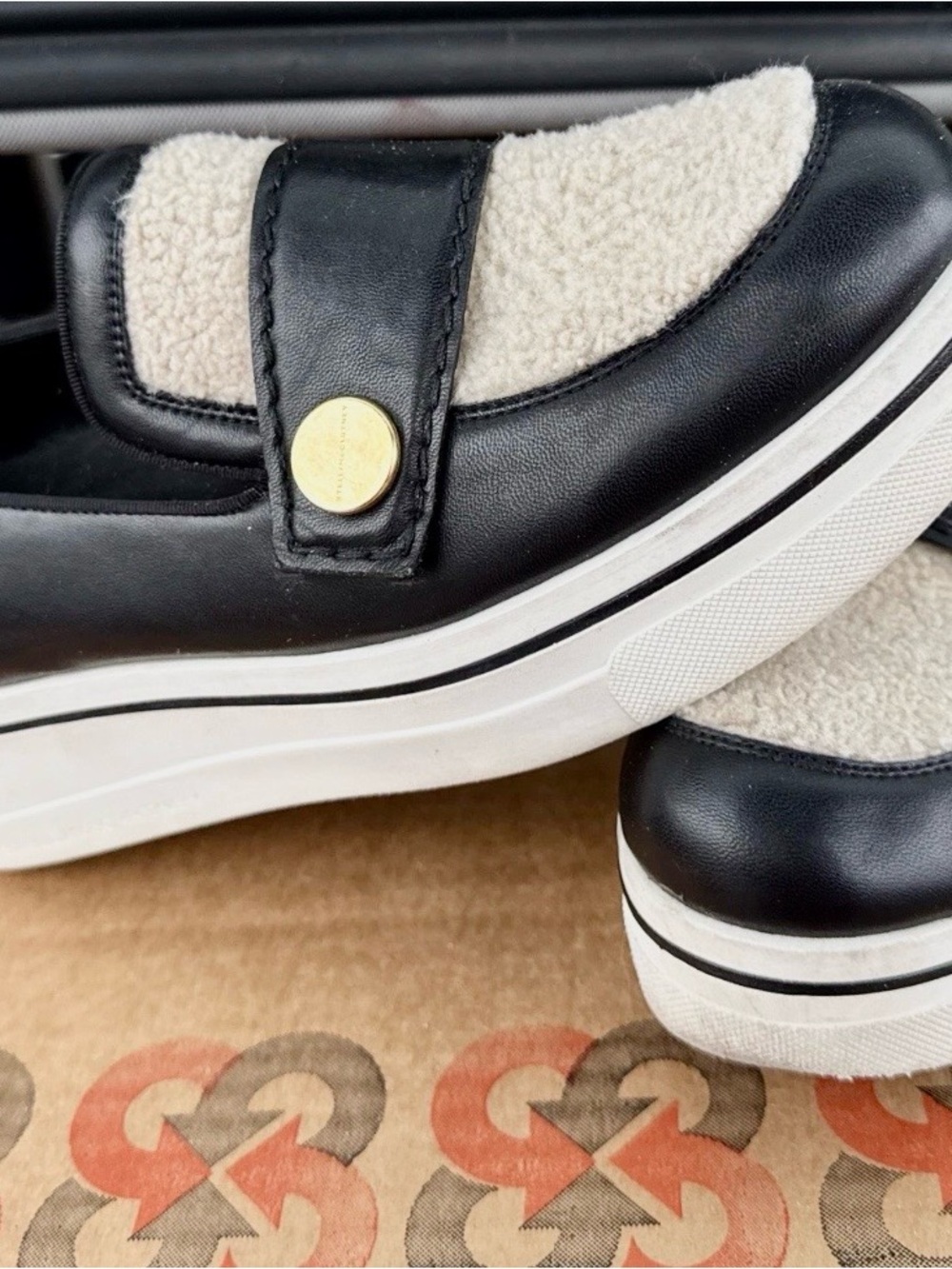 Stella McCartney Black and Cream womens’ Slip-On Sneakers 41